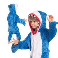 Stroje karnawałowe - Piżama Dla Dzieci Dziecięca Kigurumi Onesie Strój Niebieski Rekin 135-145cm - miniaturka - grafika 1