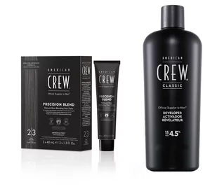 American Crew Precision Blend Odsiwiacz repigmentacja Kolor ciemny 2-3 3x40ml + American Crew Precision Blend Utleniacz 4,5% - 500ml - Zestawy kosmetyków męskich - miniaturka - grafika 1