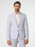 Garnitury - Finshley & Harding London Męska marynarka od garnituru modułowego Mężczyźni Slim Fit niebieski wypukły wzór tkaniny, 44 - miniaturka - grafika 1