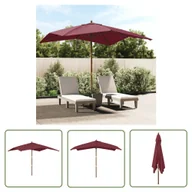 Parasole ogrodowe - The Living Store Parasol ogrodowy na drewnianym słupku - bordowy - 300x300x273 cm - Parasol Ogrodowy - miniaturka - grafika 1