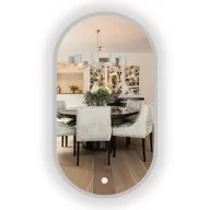 Lustra - LUSTRO PODŚWIETLANE ŁAZIENKOWE OWALNE W SREBRNEJ RAMIE 105x40 CM + LED - miniaturka - grafika 1