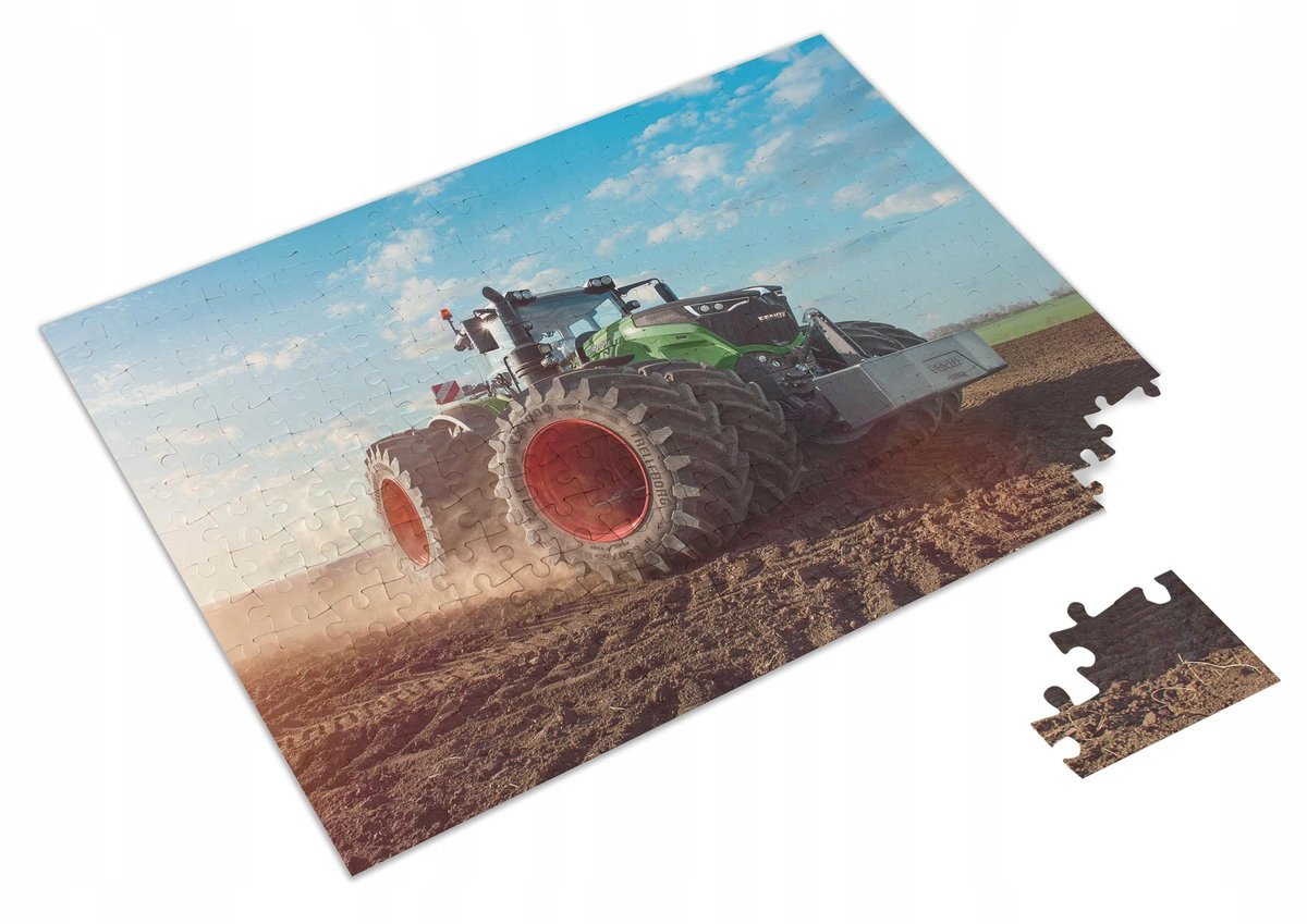 Puzzle Duży CIągnik Traktor Fendt + Imię pudełko A3 252 el.