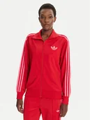 Bluzy damskie - adidas Bluza adicolor Classic Firebird JW3665 Czerwony Loose Fit - miniaturka - grafika 1