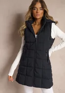 Kamizelki damskie - Granatowa Kamizelka Ozdobiona Pikowaniem i Odpinanym Kapturem Atoria - miniaturka - grafika 1