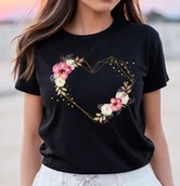 Koszulki i topy damskie - koszulka z sercem kwiaty geometryczne - miniaturka - grafika 1