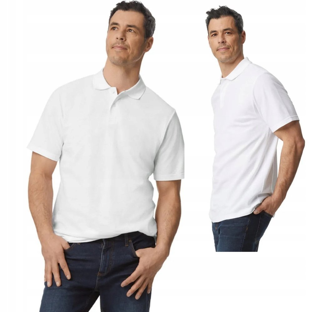 Koszulka POLO Polówka Męska BAWEŁNA Double Pique Gildan 64800 BIAŁA 2XL