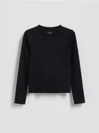 Bluzki dla dziewczynek - Reserved - Gładka koszulka - czarny - miniaturka - grafika 1