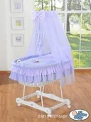Łóżeczka i kojce - My Sweet Baby Kosz Mojżesza z baldachimem- Miś z kokardką fioletowy - miniaturka - grafika 1