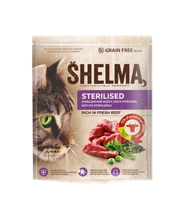 Bezzbożowa sucha karma dla kotów sterylizowanych bogata w wołowinę Shelma 1,4 kg - Sucha karma dla kotów - miniaturka - grafika 1