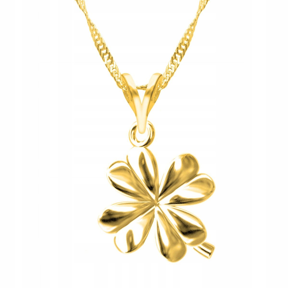 Złoty Naszyjnik Liść Kwiatek Koniczyna Szczęście Koniczynka SREBRO 925