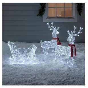 Świąteczne figurki na zewnątrz sanie z reniferami LED ozdoby świąteczne - Ozdoby bożonarodzeniowe - miniaturka - grafika 1
