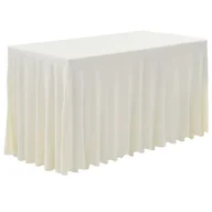 Obrusy i serwetki - vidaXL Obrusy z falbaną, elastyczne, 2 szt., 120x60,5x74 cm, kremowe - miniaturka - grafika 1
