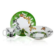 Zestawy naczyń dla dzieci - KOMPLET DLA DZIECI NA PREZENT obiadowy śniadaniowy ceramika JUNGLE talerze - miniaturka - grafika 1