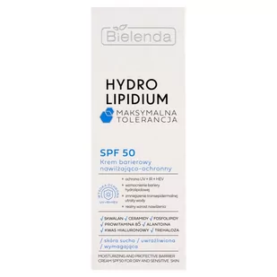 Bielenda Hydro Lipidium Maksymalna Tolerancja Krem barierowy SPF50 nawilżająco-ochronny 30ml - Kremy do twarzy - miniaturka - grafika 1