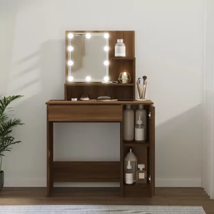 Lumarko Toaletka z LED, brązowy dąb, 86,5x35x136 cm - Toaletki - miniaturka - grafika 1