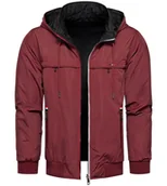 Kurtki męskie - Kurtka męska dwustronna przejściowa z odczepianym kapturem bordowa Recea - miniaturka - grafika 1