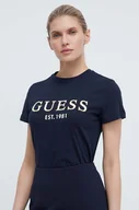 Koszulki sportowe damskie - Guess t-shirt bawełniany damski kolor granatowy - miniaturka - grafika 1