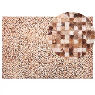 Beliani Dywan patchwork skórzany brązowy 140 x 200 cm TORUL - Dywany - miniaturka - grafika 1