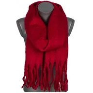 Apaszki i szaliki damskie - Szalik damski zimowy szal ciepły dred z frędzlami na prezent BORDOWY - miniaturka - grafika 1