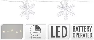 Lampki kurtyna świąteczna Śnieżki 40 LED ciepłe białe na baterie IP44 Timer - Ozdoby bożonarodzeniowe - miniaturka - grafika 1
