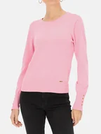 Swetry damskie - Jednokolorowy sweter z okrągłym dekoltem L'AF Alpi - miniaturka - grafika 1