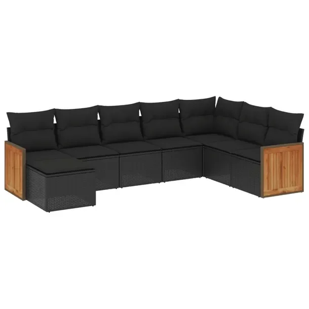 Zestaw mebli ogrodowych modułowych czarny z poduszkami 62 x 62 x 69 cm