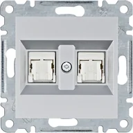 Gniazdka elektryczne - Hager Gniazdo komputerowe 2x RJ45 kat.6 UTP LUMINA - srebrny mat - miniaturka - grafika 1