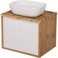 Szafki łazienkowe - Szafka łazienkowa wisząca z umywalką dąb naturalny/biały mat 60 cm Venus Gante - miniaturka - grafika 1