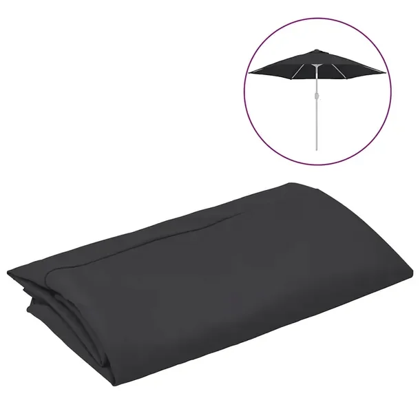 Pokrycie parasola ogrodowego czarne 300 cm, 100% poliester, 6 żeber