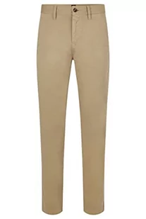 BOSS Męskie spodnie Schino-Taber-1 D Tapered-Fit z elastycznej satyny bawełnianej, Brązowy, 35W / 34L - Spodenki męskie - miniaturka - grafika 1