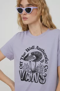 Vans t-shirt bawełniany damski kolor fioletowy - Koszulki sportowe damskie - miniaturka - grafika 1