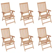 Fotele i krzesła ogrodowe - vidaXL Rozkładane krzesła ogrodowe, 6 szt., lite drewno tekowe - miniaturka - grafika 1