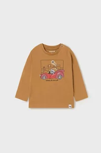 Mayoral longsleeve bawełniany niemowlęcy kolor beżowy z nadrukiem - Bluzki dla niemowląt - miniaturka - grafika 1