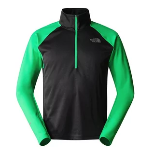 Bluzy męskie - Bluza The North Face 1/4 Zip Run Fleece 0A7SXPOSC1 - czarno-zielona - grafika 1