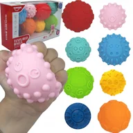 Zabawki sensoryczne - PIŁECZKI SENSORYCZNE DO ĆWICZENIA MASAŻU 8 MIĘKKICH PIŁEK KULE Z WYPUSTKAM - miniaturka - grafika 1