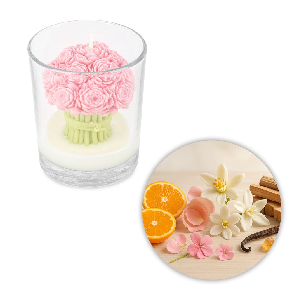 Świeca zapachowa z wosku sojowego MollyNails Bukiet piwonii Paris 210g