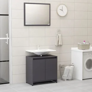 vidaXL vidaXL Zestaw mebli łazienkowych, wysoki połysk, szary, płyta wiórowa 8720286016060 - Meble łazienkowe - miniaturka - grafika 1