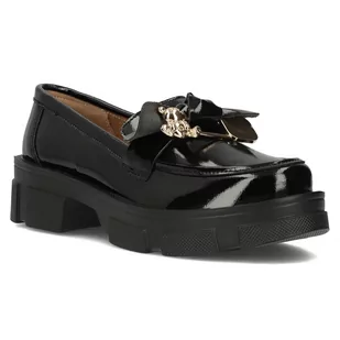 Skórzane półbuty damskie Filippo DP6101/23 BKL czarny - Moda i Uroda OUTLET - miniaturka - grafika 1