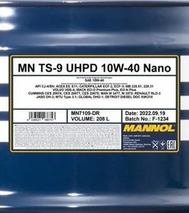 Mannol Alyva TS-9 UHPD Nano10W/40varikliams208 L / 180KG - Grzałki do akwarium - miniaturka - grafika 1