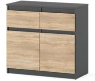 Szafki RTV - Komoda 2 Szuflady Szary Dąb Sonoma 80cm Szafka Rtv Salon Sypialnia Oleksa - miniaturka - grafika 1