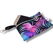 Etui na klucze - Etui na klucze etui na telefon saszetka portfelik tęczowe pióra - miniaturka - grafika 1