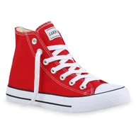 Trampki damskie - Mytrendshoe Damskie Trampki Kultowe Buty Sportowe Sznurowane 72104, Kolor: Czerwony, Rozmiar: 37 - miniaturka - grafika 1