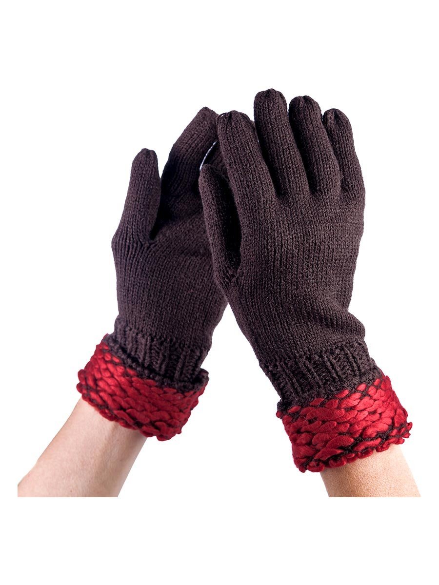 Damskie rękawiczki dzianinowe zimowe czerwone Passigatti