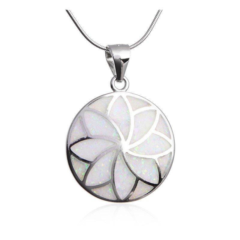 ankabizuteria.pl Srebrna zawieszka z białym opalem KWIAT LOTOSU