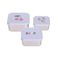 Lunch boxy - Lassig Pojemnik na przekąski snackbox ze stali nierdzewnej 3 szt. Happy Fruits Cherry - miniaturka - grafika 1