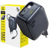 Ładowarki do telefonów - Ładowarka Baseus Ładowarka sieciowa EnerCore CJ11 45W z portem USB-C i ze zwijanym kablem USB-C - czarna - miniaturka - grafika 1