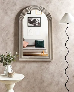 Drewniane lustro ścienne 65 x 107 cm złamana biel CHANDON Lumarko! - Lustra - miniaturka - grafika 3