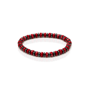 Bransolety męskie - Bransoletka koraliki w kolorze czerwonym EM 8 - EM Men's Accessories - miniaturka - grafika 1