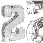 Urodziny dziecka - Piniata urodzinowa srebrna cyfra 2 dla dzieci PIN003 - miniaturka - grafika 1
