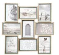 Ramki na zdjęcia - Ramka na 9 zdjęć Moly zielona/naturalna - miniaturka - grafika 1